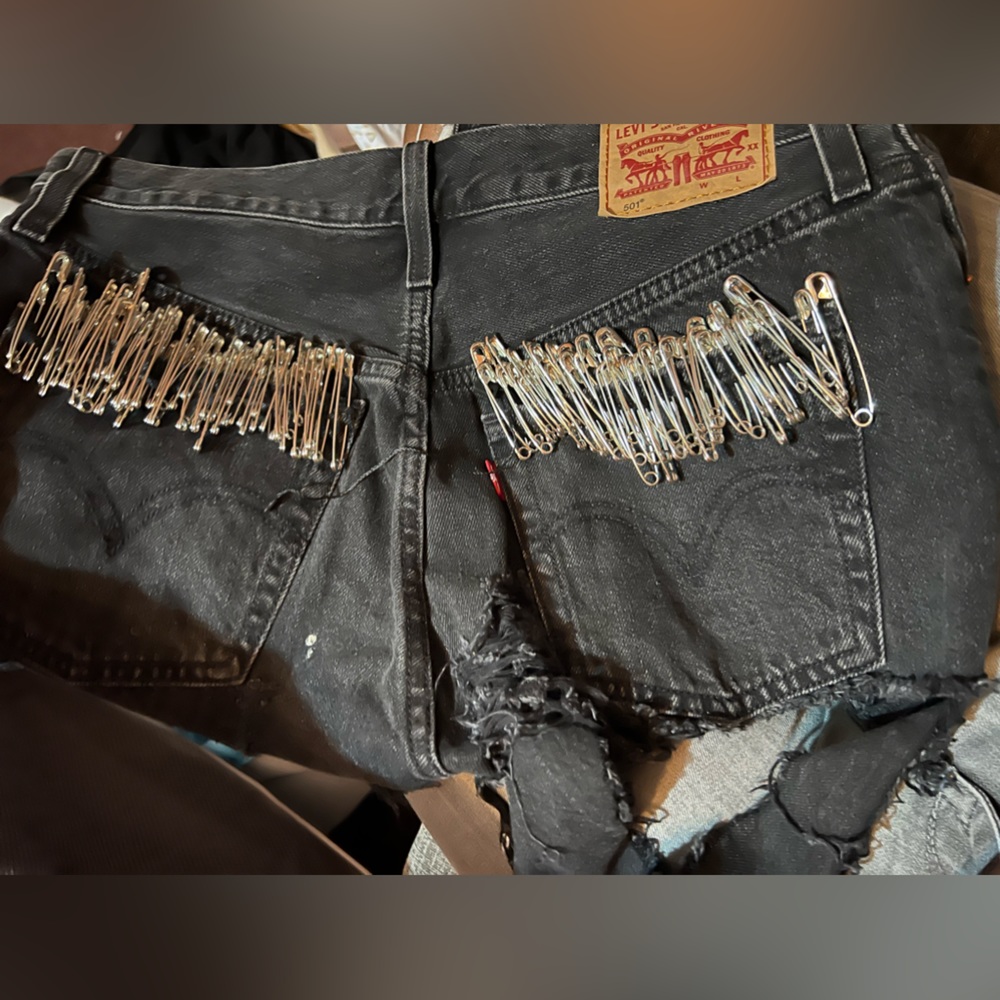 Custom made Levi’s black denim shorts